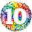 18" Foil Age 10 Balloon - Rainbow Confetti
