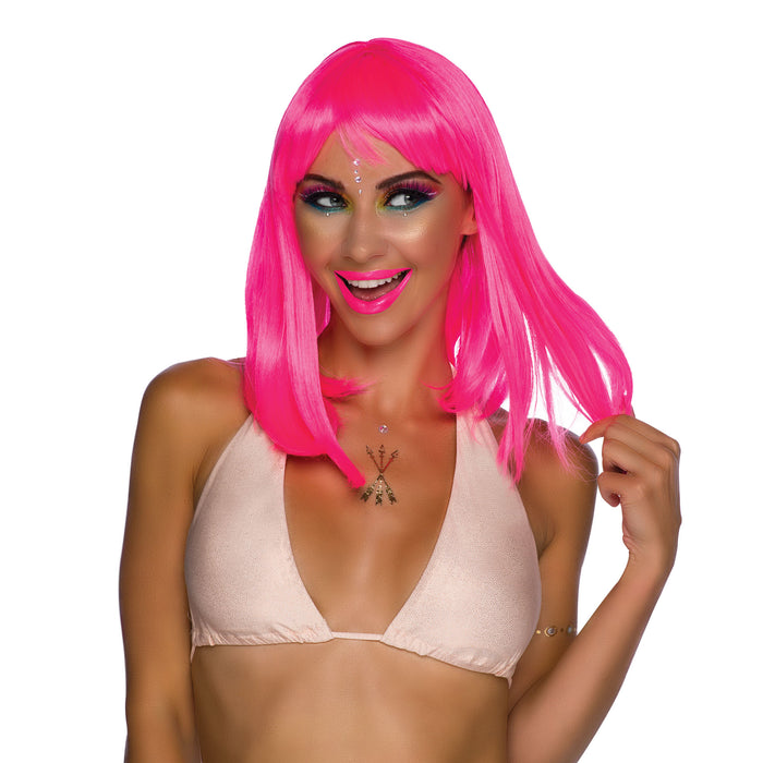 Chic Neon Pink Female Wig