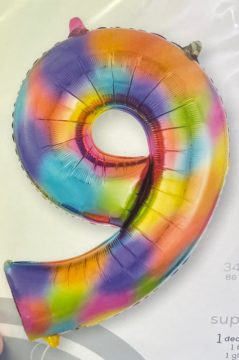 Number 9 Foil Balloon (Rainbow)