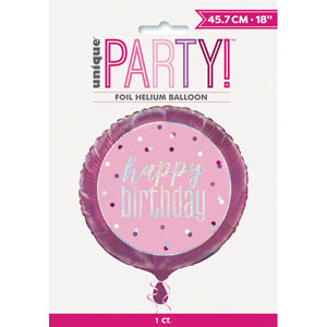 18" Foil Happy Birthday - Pink Sparkle - The Ultimate Balloon & Party Shop