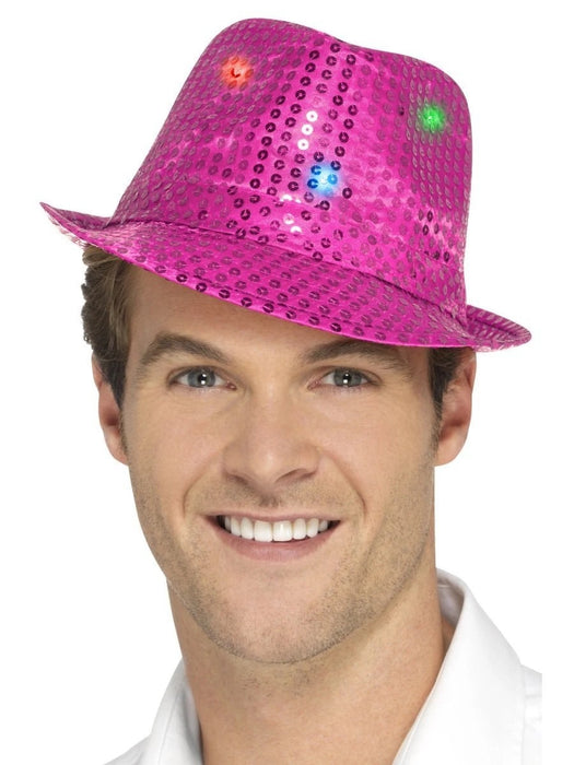 Light Up Sequin Trilby - Hot Pink - The Ultimate Balloon & Party Shop