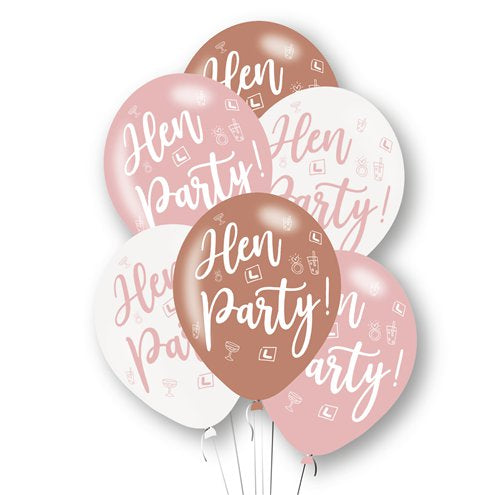 Hen Party Pink Printed Balloons (6pk)