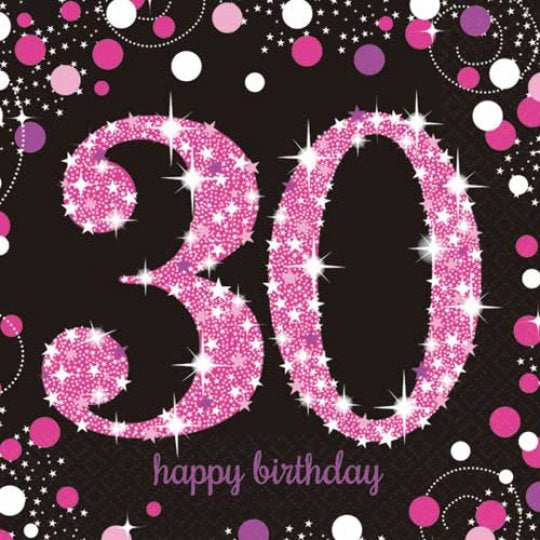 Age 30 Napkins - Black/Pink