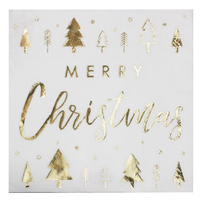 Merry Christmas Napkins - Golden Tress - The Ultimate Balloon & Party Shop