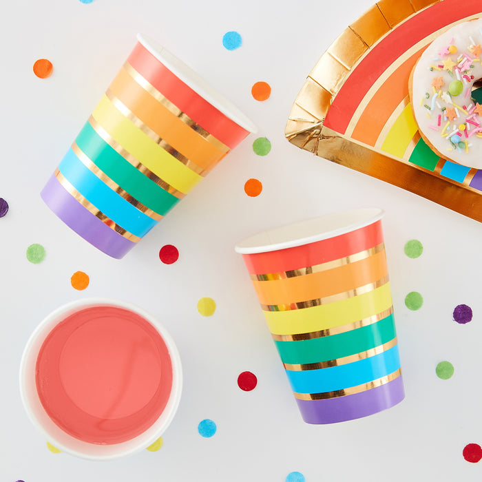 Gold Foiled Rainbow Cups - 8pk