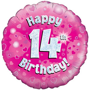 18" Foil Age 14 Balloon - Pink - The Ultimate Balloon & Party Shop