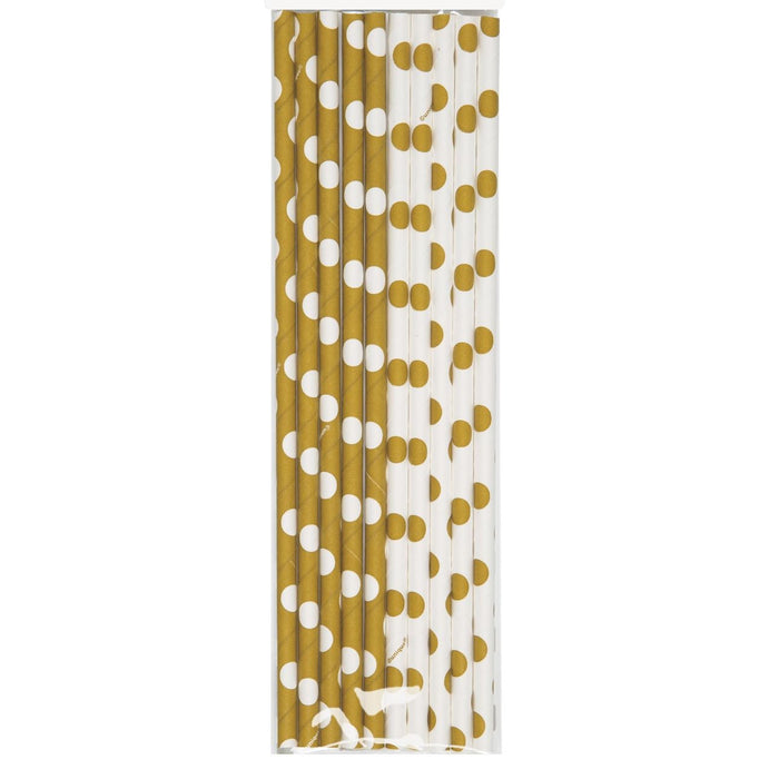 Paper Straws - Gold & White.