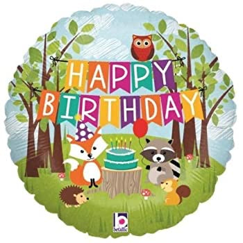 18" Foil Birthday Woodland Printed Balloon - The Ultimate Balloon & Party Shop