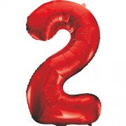 Number 2 Foil Balloon Red