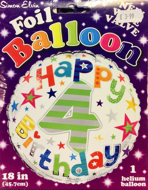 18" Foil Age 4 Balloon - Bright Stars