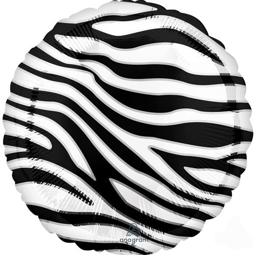 18" Foil Round Balloon - Zebra Stripe - The Ultimate Balloon & Party Shop