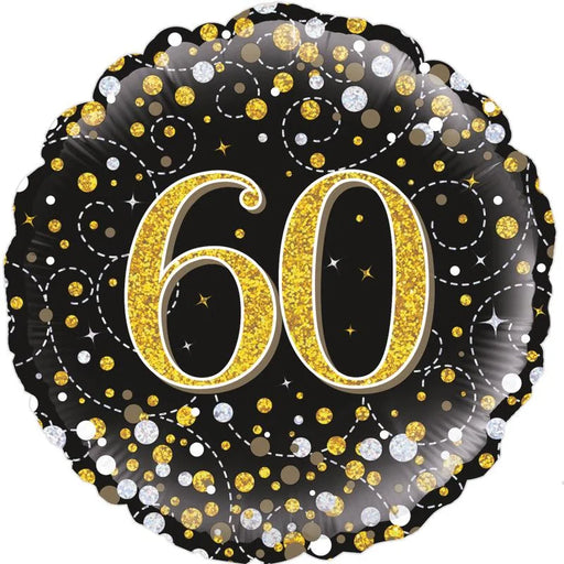 18" Foil Age 60 Balloon - Black & Gold
