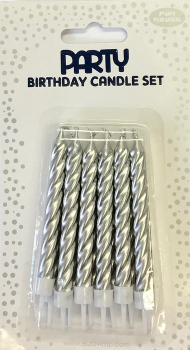 Metallic Party Candles - Silver