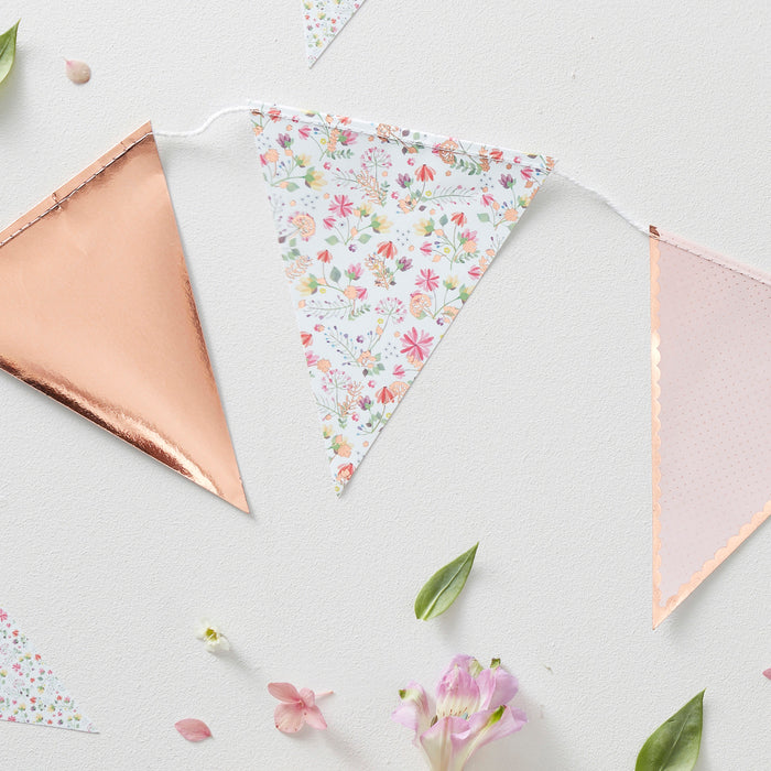 Rose Gold Floral Party Bunting