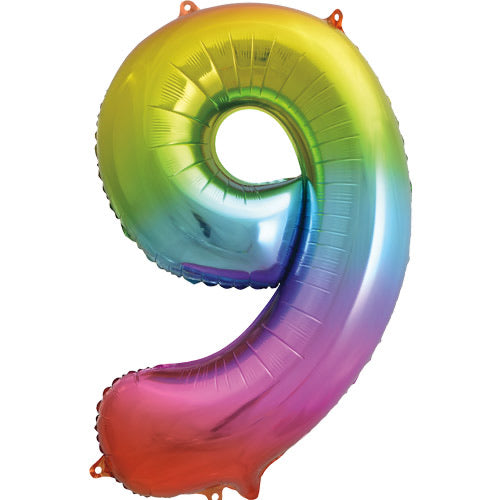Number 9 Foil Balloon Rainbow - The Ultimate Balloon & Party Shop