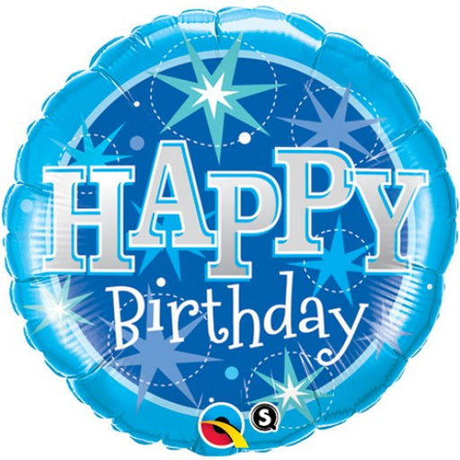 18" Foil Happy Birthday - Blue Star Sparkle