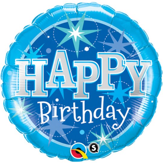 18" Foil Happy Birthday - Blue Star Sparkle