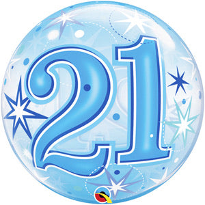 21st Birthday Deco Bubble Balloon -  Blue - The Ultimate Balloon & Party Shop