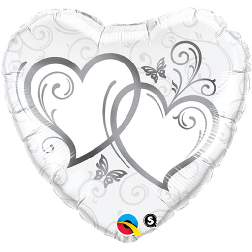 Heart Shaped Foil Balloon - White/Silver