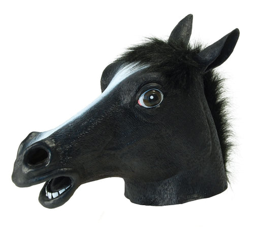 Rubber Overhead Animal Mask - Horse (Black)