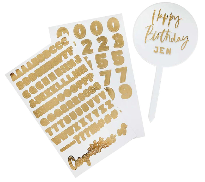 Personalised Acrylic Cake Topper - Gold