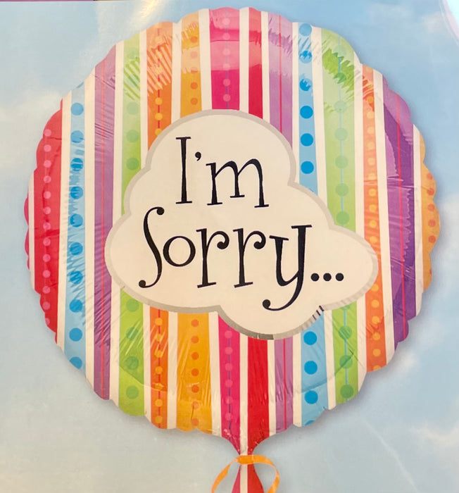 18" Foil Leaving Balloon - I’m Sorry Stripes