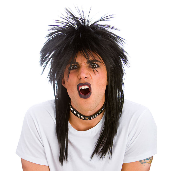 1980's Spikey Rocker Wig (Black)