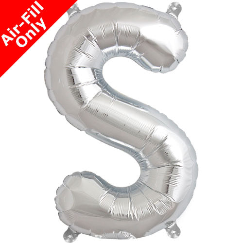 Mini Air Fill  Letter 'S' Foil Balloon - Silver - The Ultimate Balloon & Party Shop