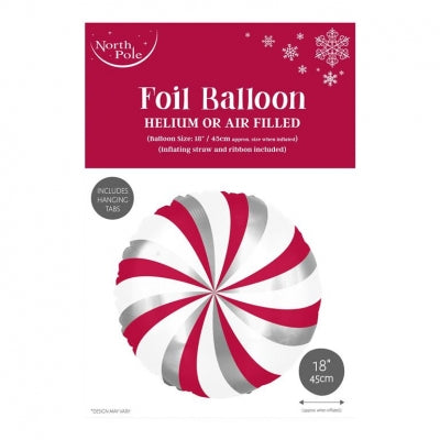 18" Foil Christmas Balloon - Swirl Candy Cane
