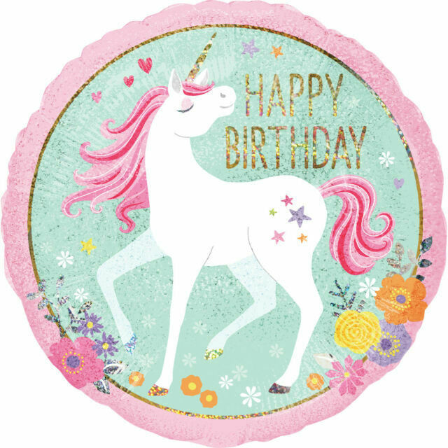 18” Foil Balloon - Unicorn Birthday Balloon