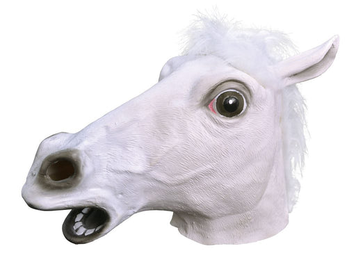 Rubber Overhead Animal Mask - Horse (White)