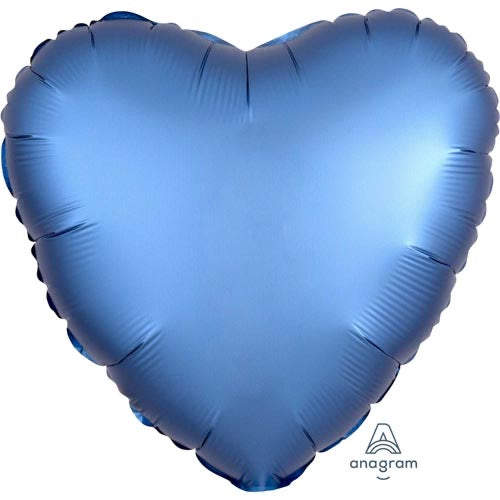 Satin Heart Shaped Foil Balloon - Blue - The Ultimate Balloon & Party Shop