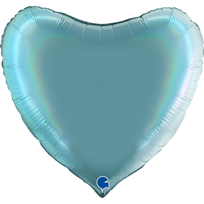 Heart Holographic Foil Balloon - Tenerife Blue
