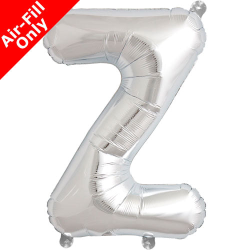 Mini Air Fill  Letter 'Z' Foil Balloon - Silver - The Ultimate Balloon & Party Shop