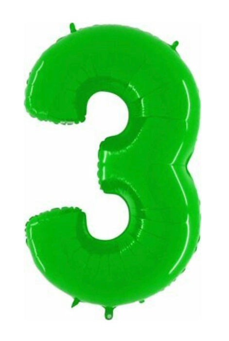Number 3 Foil Balloon Lime Green