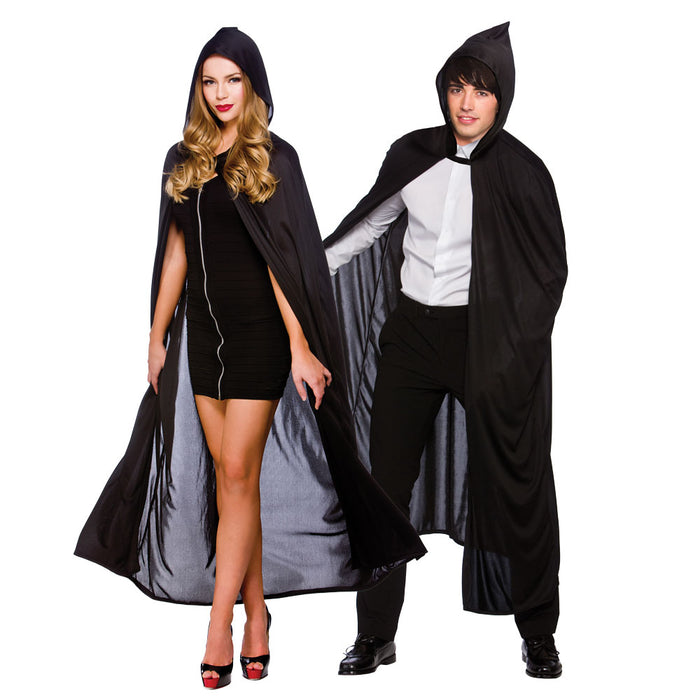 Long Adult Hooded Cape - Black