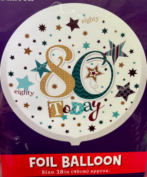 18" Foil Age 80 Balloon - Stars