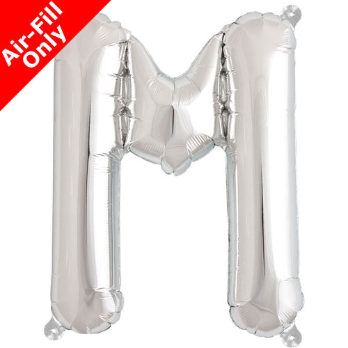 Mini Air Fill  Letter 'M' Foil Balloon - Silver - The Ultimate Balloon & Party Shop
