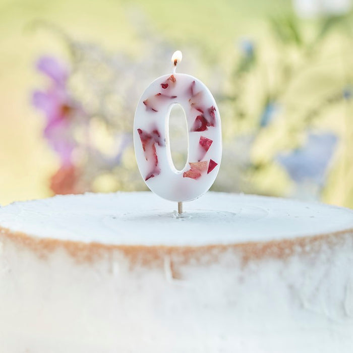 Pressed Petal Wax Number Candle - 0