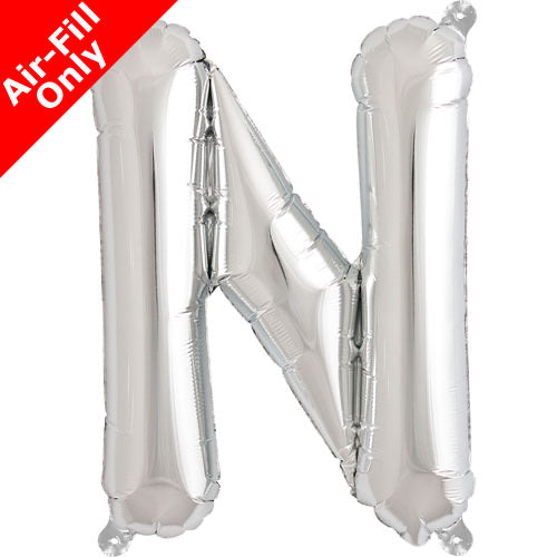 Mini Air Fill  Letter 'N' Foil Balloon - Silver - The Ultimate Balloon & Party Shop