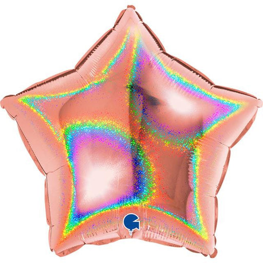 Glitter Holographic Foil Star Balloon - Rose Gold