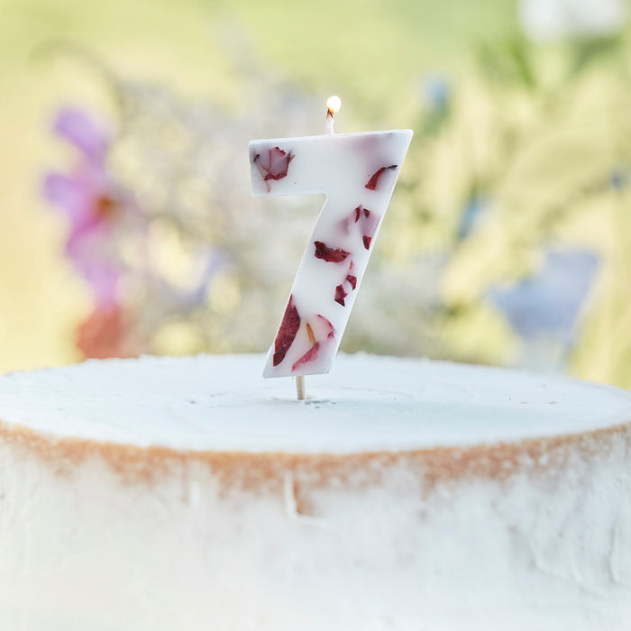 Pressed Petal Wax Number Candle - 7