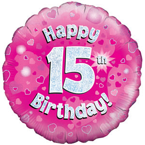 18" Foil Age 15 Balloon - Pink - The Ultimate Balloon & Party Shop
