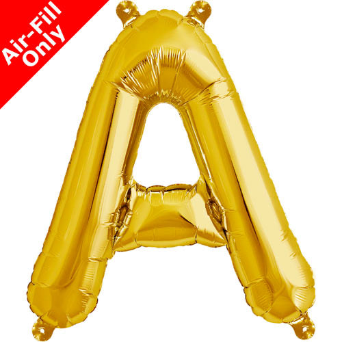 Mini Air Fill  Letter 'A' Foil Balloon - Gold - The Ultimate Balloon & Party Shop