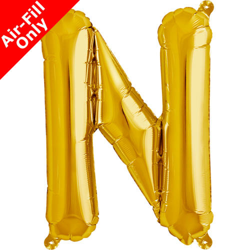 Mini Air Fill  Letter 'N' Foil Balloon - Gold - The Ultimate Balloon & Party Shop