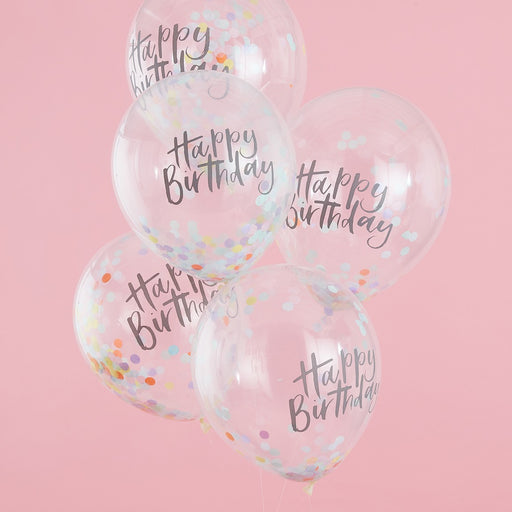Pastel Confetti Birthday Balloons