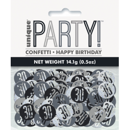 Birthday Table Confetti - Various Ages - Black & Silver