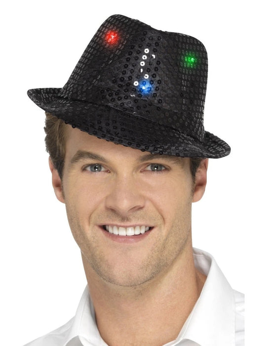 Light Up Sequin Trilby - Black - The Ultimate Balloon & Party Shop