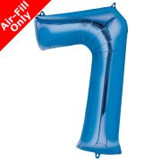 Mini Air Fill Number 7 Foil Balloon - Blue