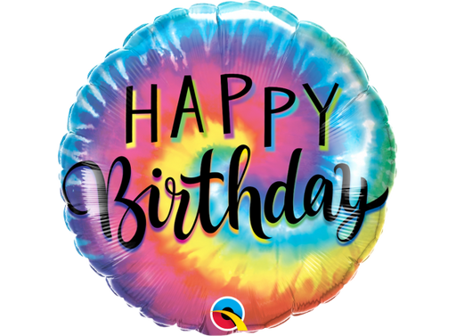 18" Foil Happy Birthday - Tie Dye Swirls